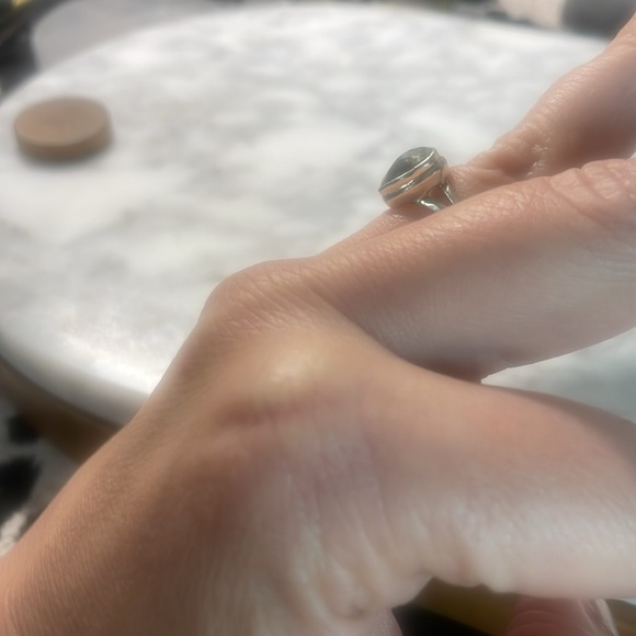 Gorgeous tear drop green amethyst ring in size 7 in 925 sterling silver - Picture 7 of 8